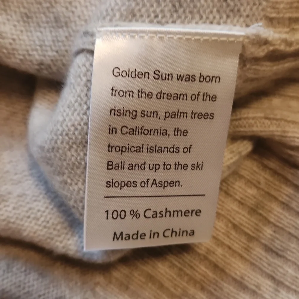 S/M "The Ocean Made Me Salty" Cashmere Sweater - Golden Sun NWOT - Picture 4 of 5